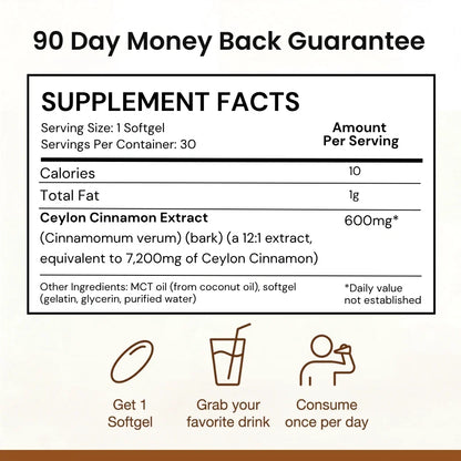 Ceylon Cinnamon 7200mg Equivalent with MCT Oil